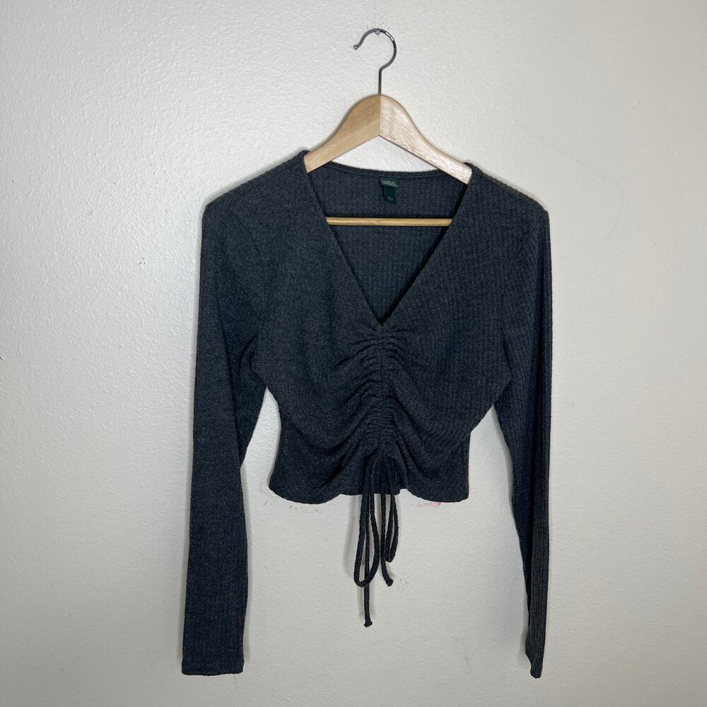 Wild Fable Gray Long Sleeve Cropped Top Small